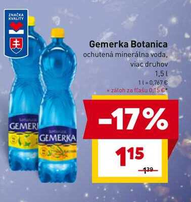 Gemerka Botanica ochutená minerálna voda, viac druhov 1,5l