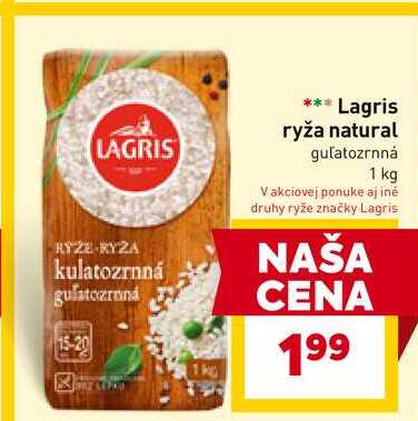 Lagris ryža natural guľatozrnná 1 kg 