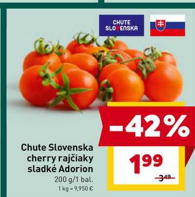 Chute Slovenska cherry rajčiaky sladké Adorion 200 g/1 bal. 