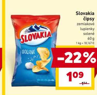 Slovakia čipsy zemiakové lupienky solené 60g 