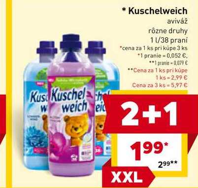 Kuschelweich aviváž rôzne druhy 1 l/38 prani