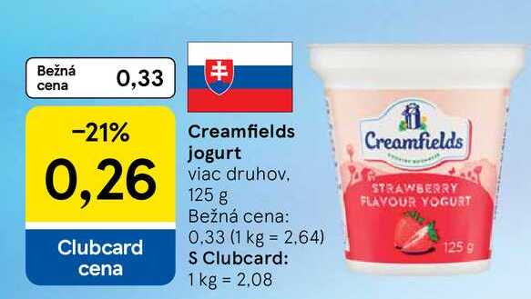 Creamfields jogurt viac druhov, 125 g 