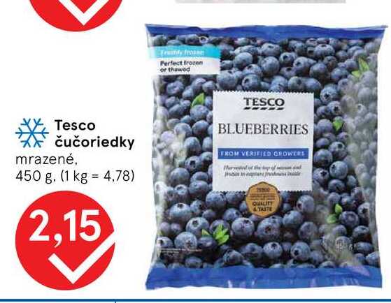 Tesco čučoriedky mrazené, 450 g