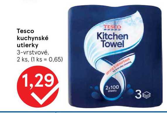 Tesco kuchynské utierky 3-vrstvové, 2 ks