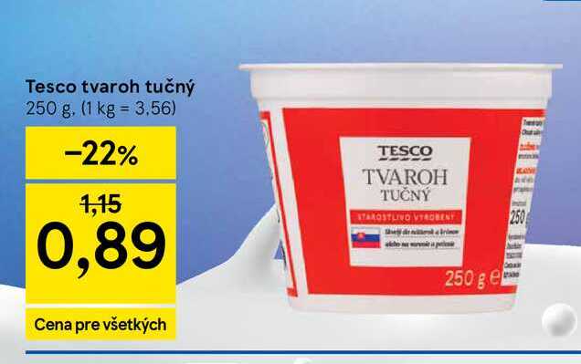 Tesco tvaroh tučný 250 g