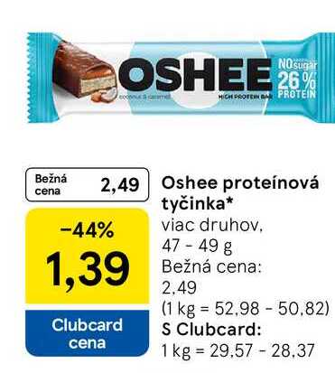 Oshee proteínová tyčinka viac druhov 47-49 g 