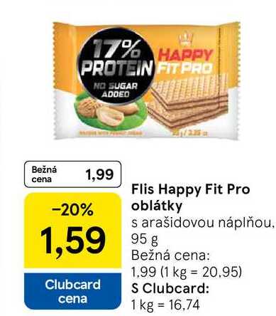 Flis Happy Fit Pro oblátky s arašidovou náplňou, 95 g
