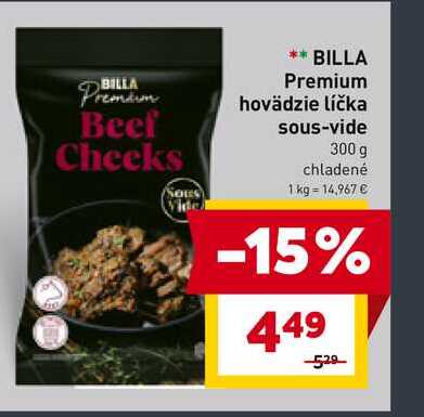 BILLA Premium hovädzie líčka sous-vide 300 g