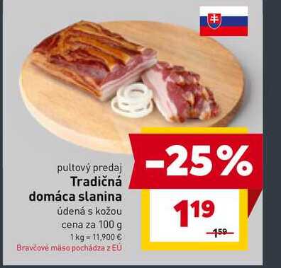 Tradičná domáca slanina údená s kožou cena za 100 g