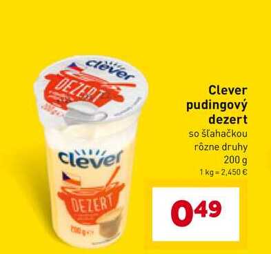 Clever pudingový dezert so šľahačkou rôzne druhy 200 g 