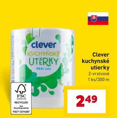 Clever kuchynské utierky 2-vrstvové 1ks/300 m