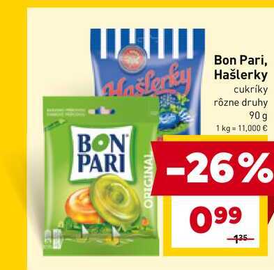 Hašlerky cukríky rôzne druhy 90g 