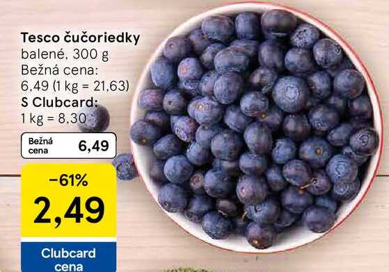 Tesco čučoriedky balené, 300 g
