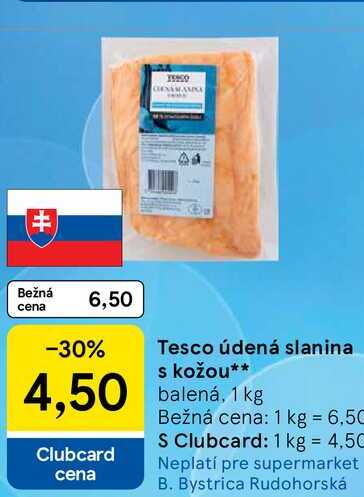 Tesco údená slanina s kožou balená, 1 kg