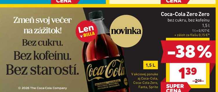 Coca-Cola Zero Zero bez cukru, bez kofeínu 1,5l