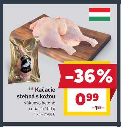 Kačacie stehná s kožou vákuovo balené cena za 100 g