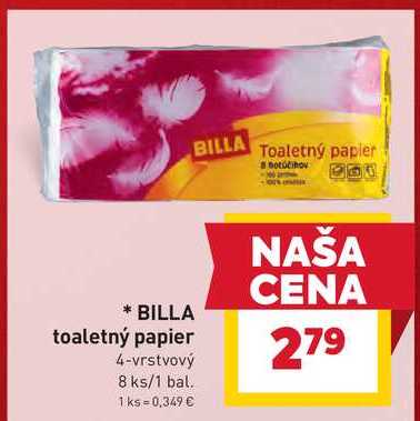 BILLA toaletný papier 4-vrstvový 8 ks/1 bal. 