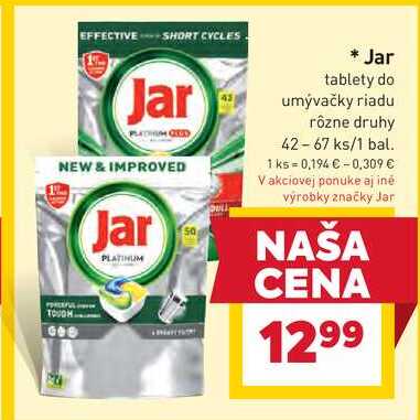 Jar tablety do umývačky riadu rôzne druhy 42-67 ks