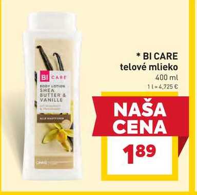 BI CARE telové mlieko 400 ml