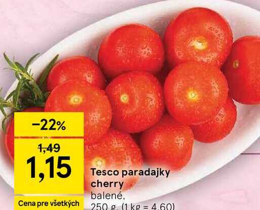 Tesco paradajky cherry balené 250 g