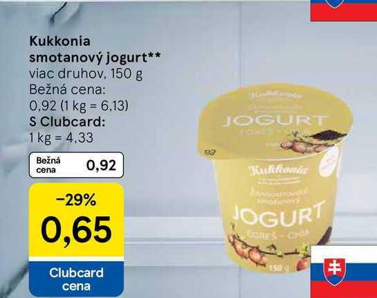 Kukkonia smotanový jogurt viac druhov, 150 g 