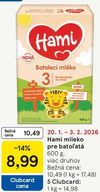 Hami mlieko pre batoľatá 600 g