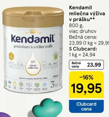 Kendamil mliečna výživa v prášku 800 g, viac druhov 
