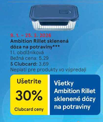 Ambition Rillet sklenená dóza na potraviny 1L