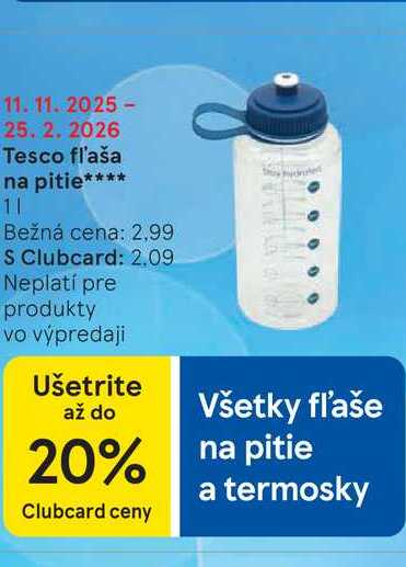 Tesco fľaša na pitie 1L