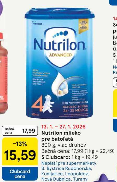 Nutrilon mlieko pre batoľatá 800g