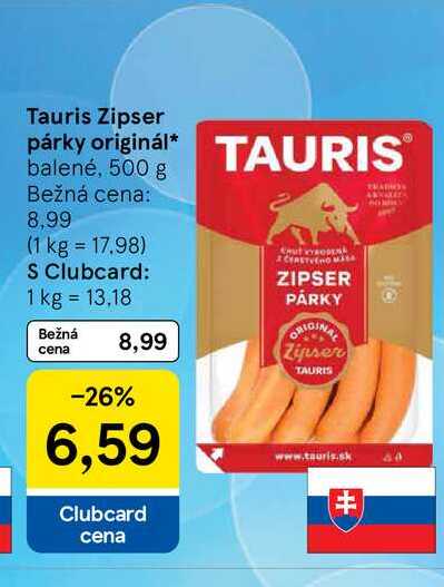 Tauris Zipser párky originál 500 g