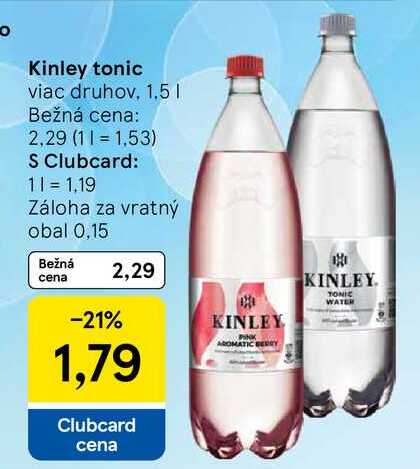 Kinley tonic viac druhov, 1,5l