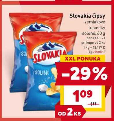 Slovakia čipsy zemiakové lupienky solené, 60 g