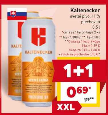 Kaltenecker svetlé pivo, 11 % plechovka 0,5l
