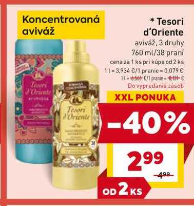 Tesori d'Oriente aviváž, 3 druhy 760 ml/38 praní 