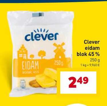 Clever eidam blok 45% 250 g 