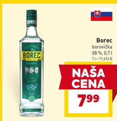 Borec borovička 38%, 0,7 l
