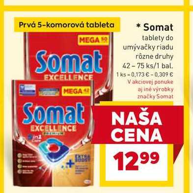 Somat tablety do umývačky riadu rôzne druhy 42-75 ks/1 bal. 