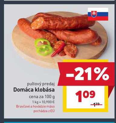 Domáca klobása cena za 100 g
