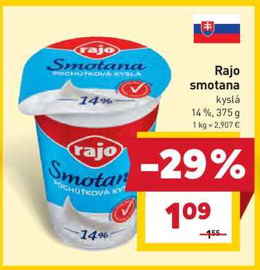 Rajo smotana kyslá 14%, 375g 