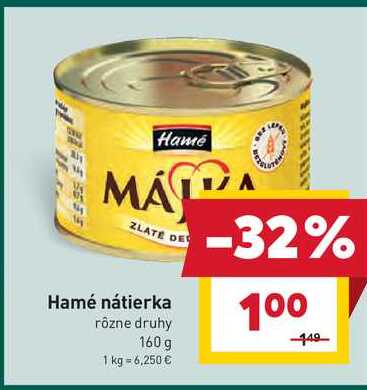 Hamé nátierka rôzne druhy 160 g 