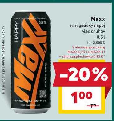 Maxx energetický nápoj viac druhov 0,5l