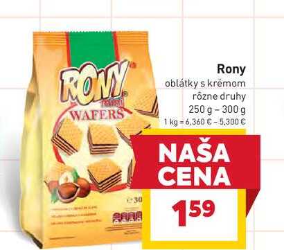Rony oblátky s krémom rôzne druhy 250 g -300 g 