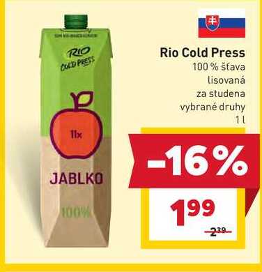 Rio Cold Press 100% šťava lisovaná za studena vybrané druhy 1l