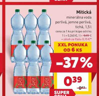Mitická minerálna voda perlivá, jemne perlivá, tichá, 1,5l
