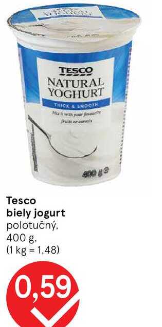 Tesco biely jogurt polotučný, 400 g