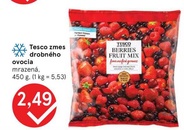 Tesco zmes drobného ovocia mrazená, 450 g