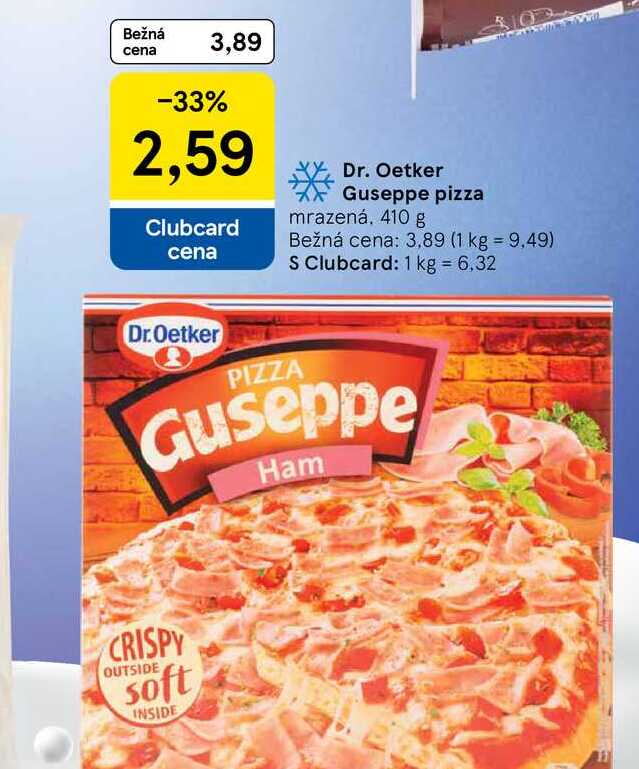 Dr. Oetker Guseppe pizza mrazená, 410 g 