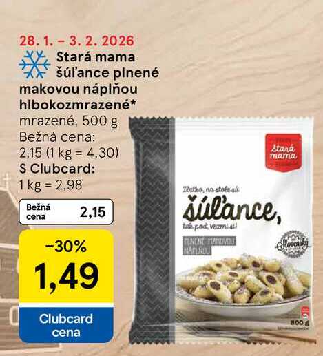 Stará mama šúľance plnené makovou náplňou hlbokozmrazené 500 g