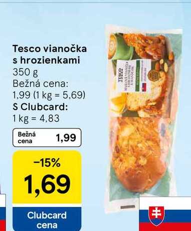 Tesco vianočka s hrozienkami 350 g 